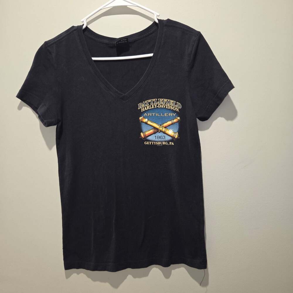 Harley-Davidson Battlefield Gettysburg Artillery 1863 V-Neck T-Shirt